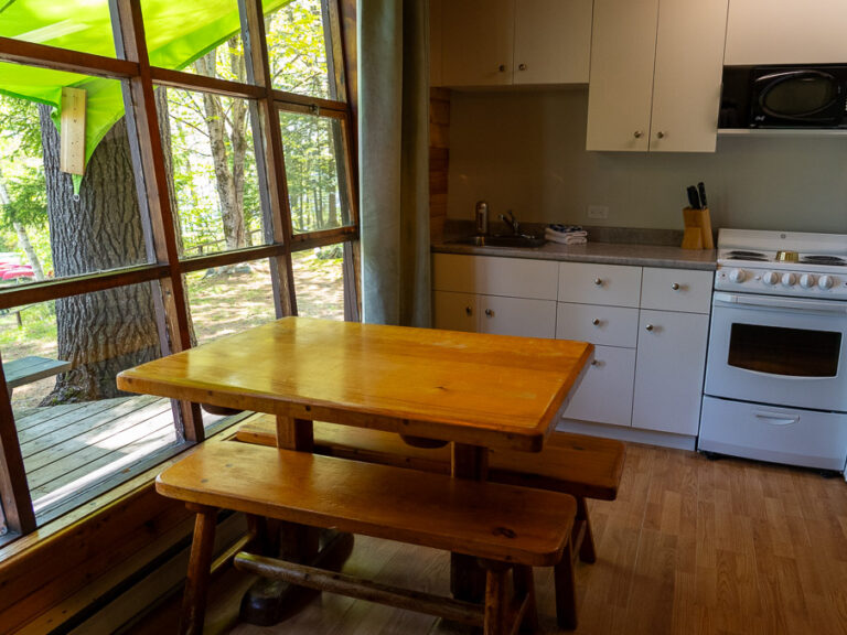 Cabin kitchen by a sunny window