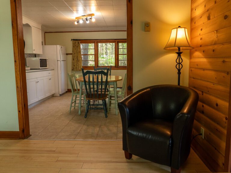 View from cottage living room, looking towards kitchen